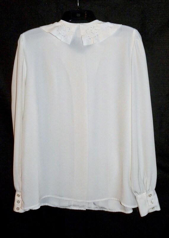 80s Ivory Tuxedo Pleat Blouse | Beaded Peter Pan … - image 9