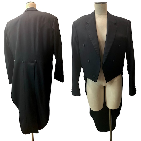 Vintage Black Tuxedo Jacket w Tails | Morning Coa… - image 9