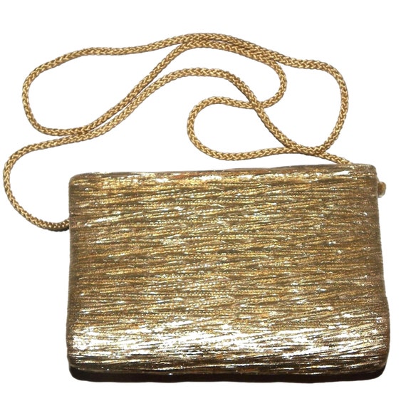 70s GOLD Shoulder Bag | Fortuny Pleat Disco Era E… - image 2