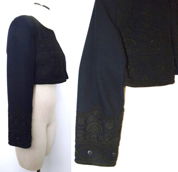 Unique Brocade and Fur Bolero Crop Jacket