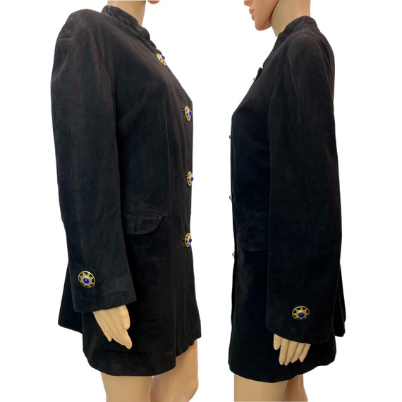 80s 90s Black KID Suede Jacket | Soft Leather AVA… - image 6