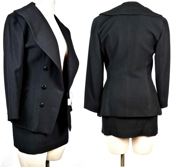 80s Azzedine Alaia PARIS Black Wool Suit | Mini S… - image 4