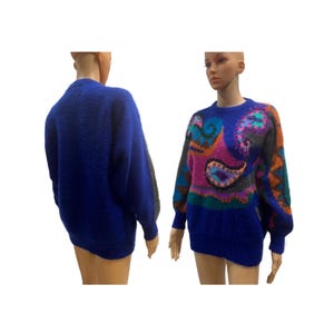 80s Bright Metallic Paisley Mohair & Angora Batwing Sweater