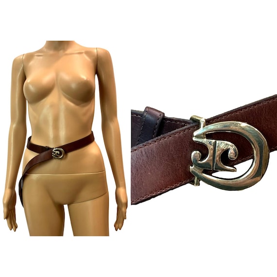 Vintage 70s Pierre Cardin Belt | Brass LOGO Buckl… - image 1