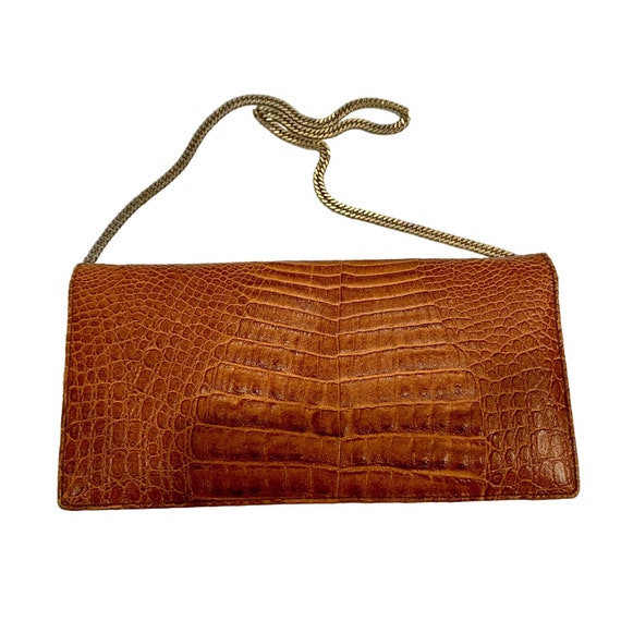 70s Pierre Cardin Alligator Clutch w Chain Strap … - image 5