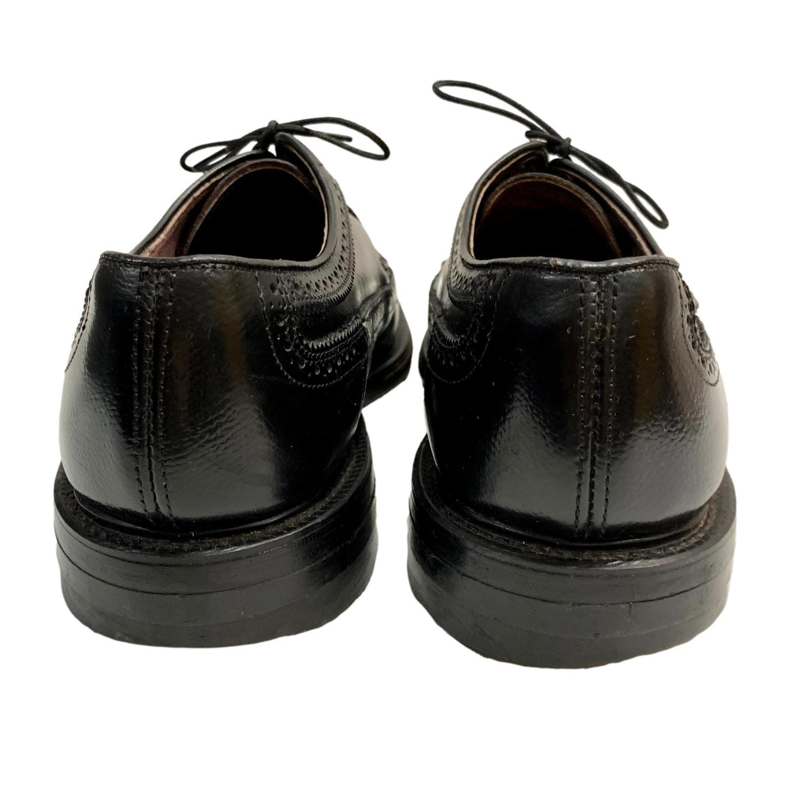 Vintage Hanover Black Leather Wingtips Longwings | USA 9.5 EEE Dress Shoe Wingtip Black Antique – Ace Marks main image 4