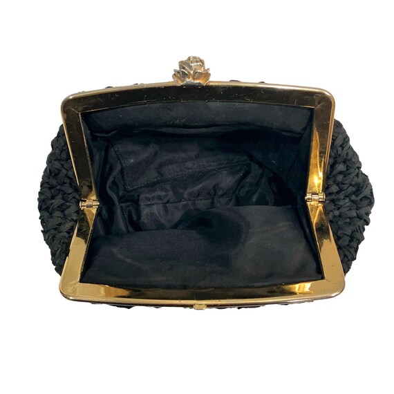 Lot 2 Vintage 50s Evening Bags Black Ribbon Gold … - image 10