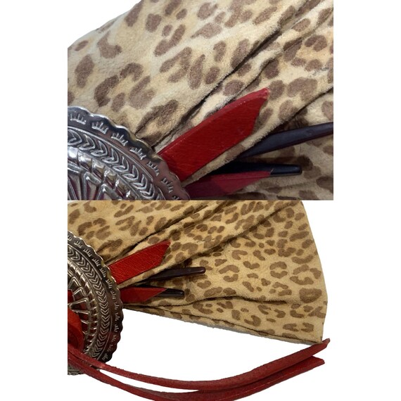 80s Leopard Kid Suede & Red Leather French Barret… - image 7