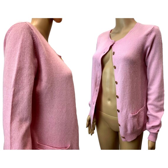 Y2K 00s Ralph Lauren Pink Cashmere Cardigan Sweat… - image 3