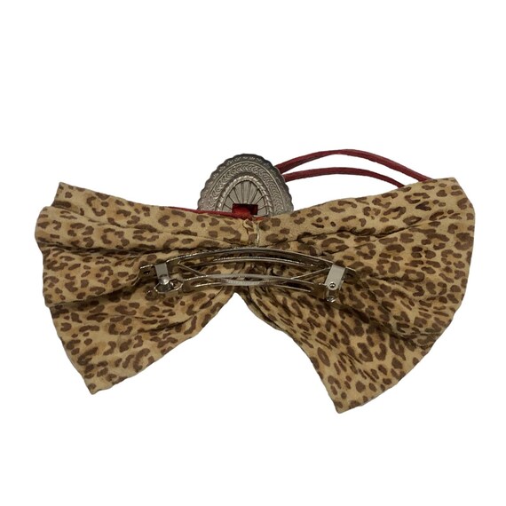 80s Leopard Kid Suede & Red Leather French Barret… - image 5