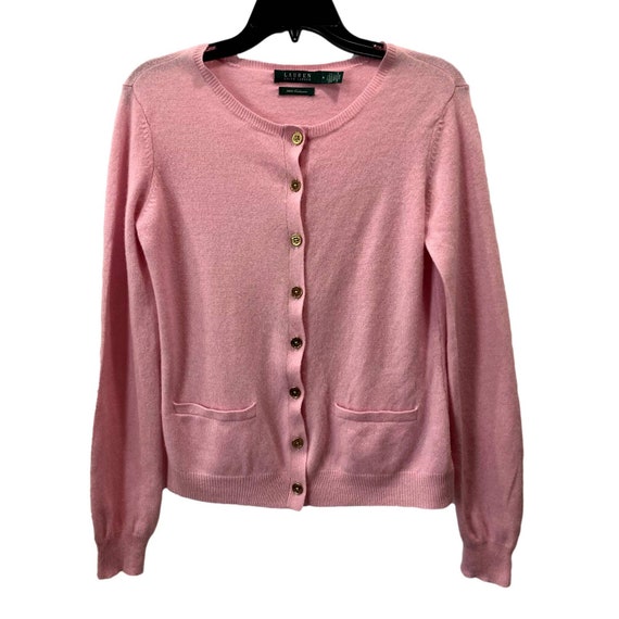 Y2K 00s Ralph Lauren Pink Cashmere Cardigan Sweat… - image 7