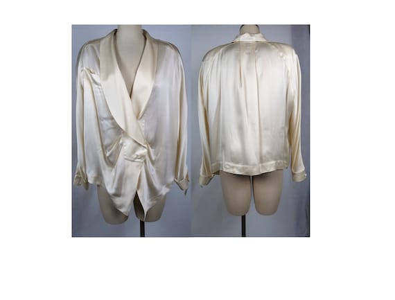 Vintage 80s Claude Montana Silk Blouse | Cream OFF