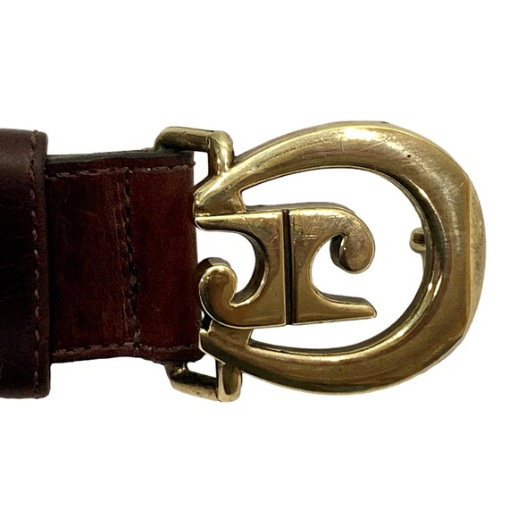 Vintage 70s Pierre Cardin Belt | Brass LOGO Buckl… - image 4