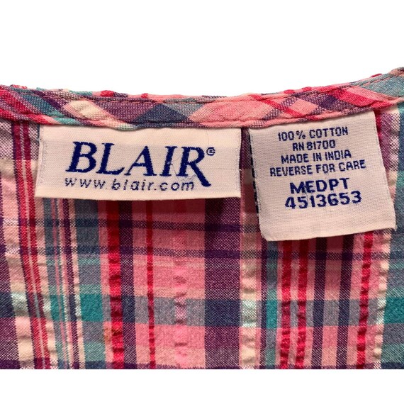 80s Pink Madras Plaid Seersucker Oversized Short … - image 10