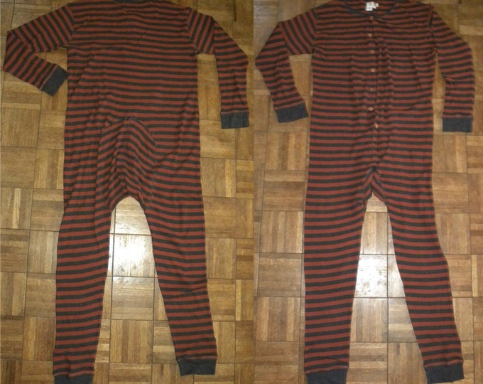 Vintage Union Suit / Striped Long Johns / Pajamas / One Piece Etsy