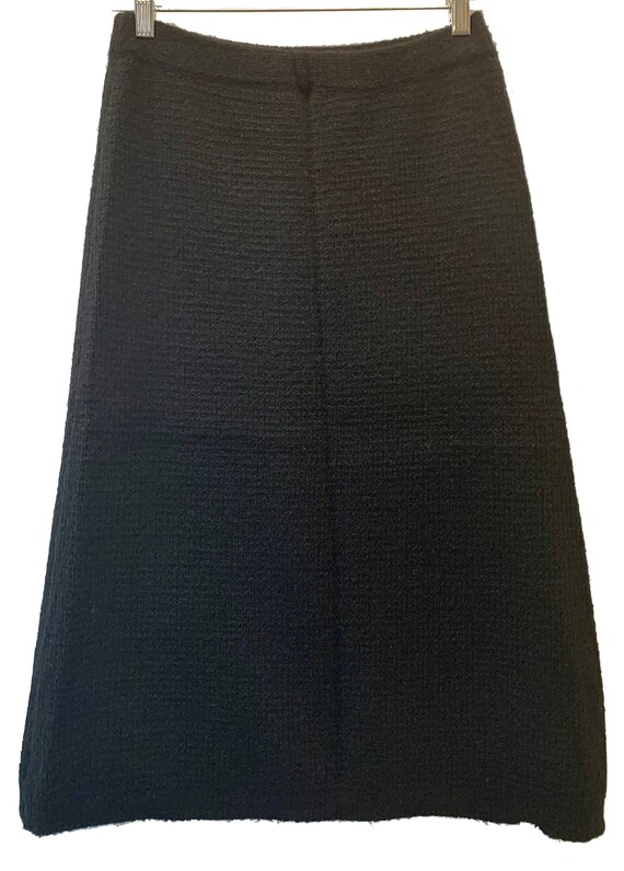 70s 80s Black Knit Below Knee Midi Skirt | Textur… - image 5