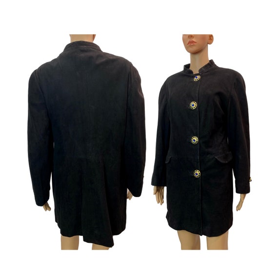 80s 90s Black KID Suede Jacket | Soft Leather AVA… - image 1