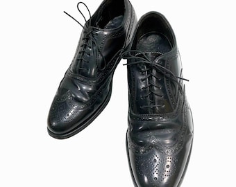 Richelieus vintage Florsheim en cuir noir à bout golf, pointure homme 8 femme 10