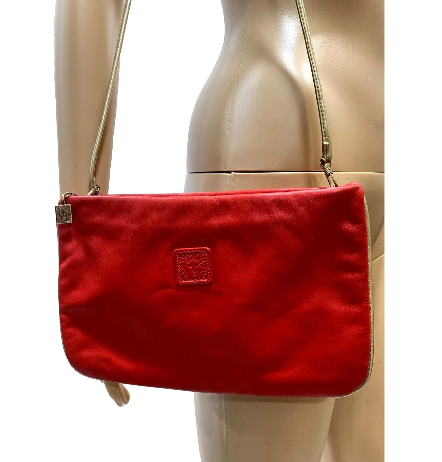 GORGEOUS maroon/burgundy #AnneKlein purse with gold... - Depop