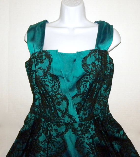 60s European Lace and Silk Dress | Mid Century Co… - image 7
