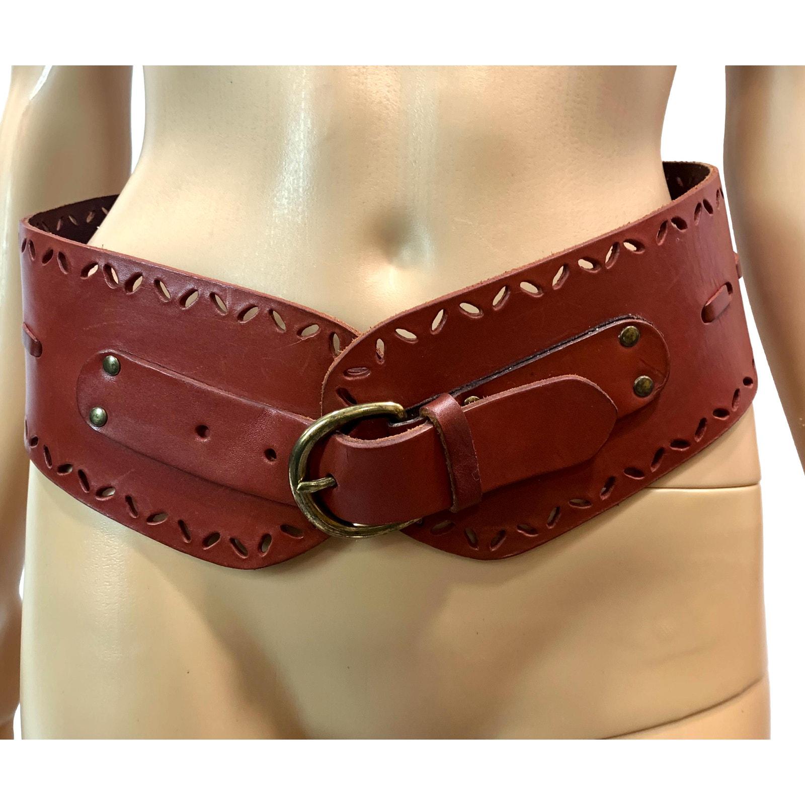Y2K Lucky Penny Wide Leather Belt • Brass Buckle • Boho  display picture 3