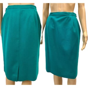 70s Pendleton Teal Blue Wool Pencil Skirt | 8P W 27"