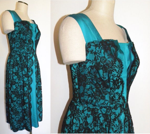 60s European Lace and Silk Dress | Mid Century Co… - image 1