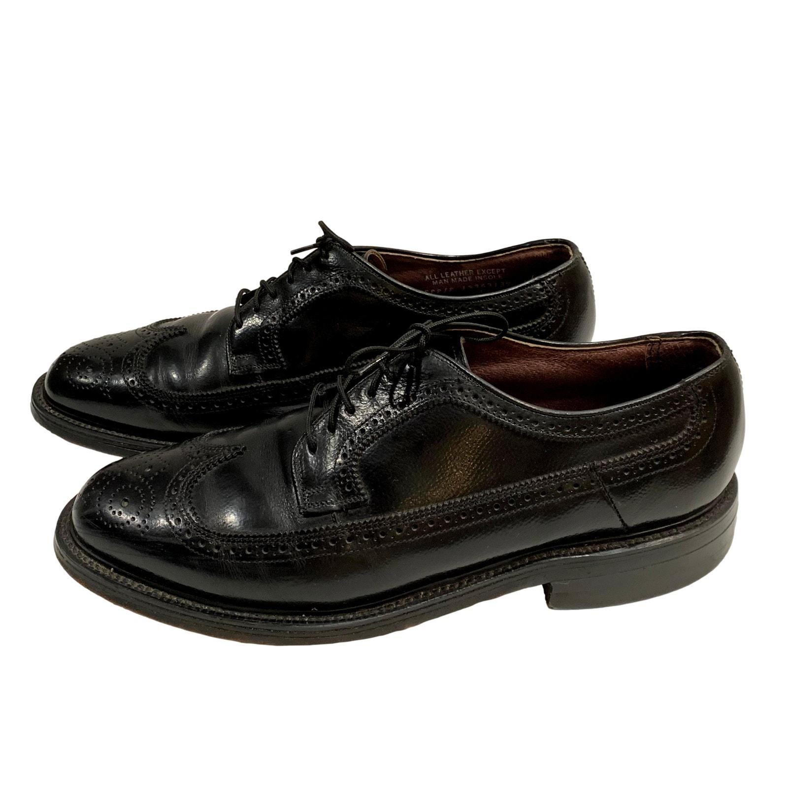 Vintage Hanover Black Leather Wingtips Longwings | USA 9.5  display picture 3