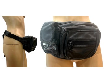 Vintage 90s Soft Black Leather Fanny Pack Belt Bag