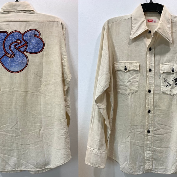 RARE Vintage 70s YES Shirt | Levi's Printed Concert Band Shirt | Roger Dean Art | one of a kind | 44 - 46" Chest