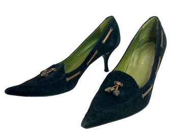 Donald J Pliner Couture Schwarz Kid Wildleder Spitzen Toe Pumps 7.5