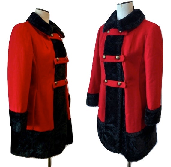 Vintage 60s RED Princess Coat | MOD Wool Russian P