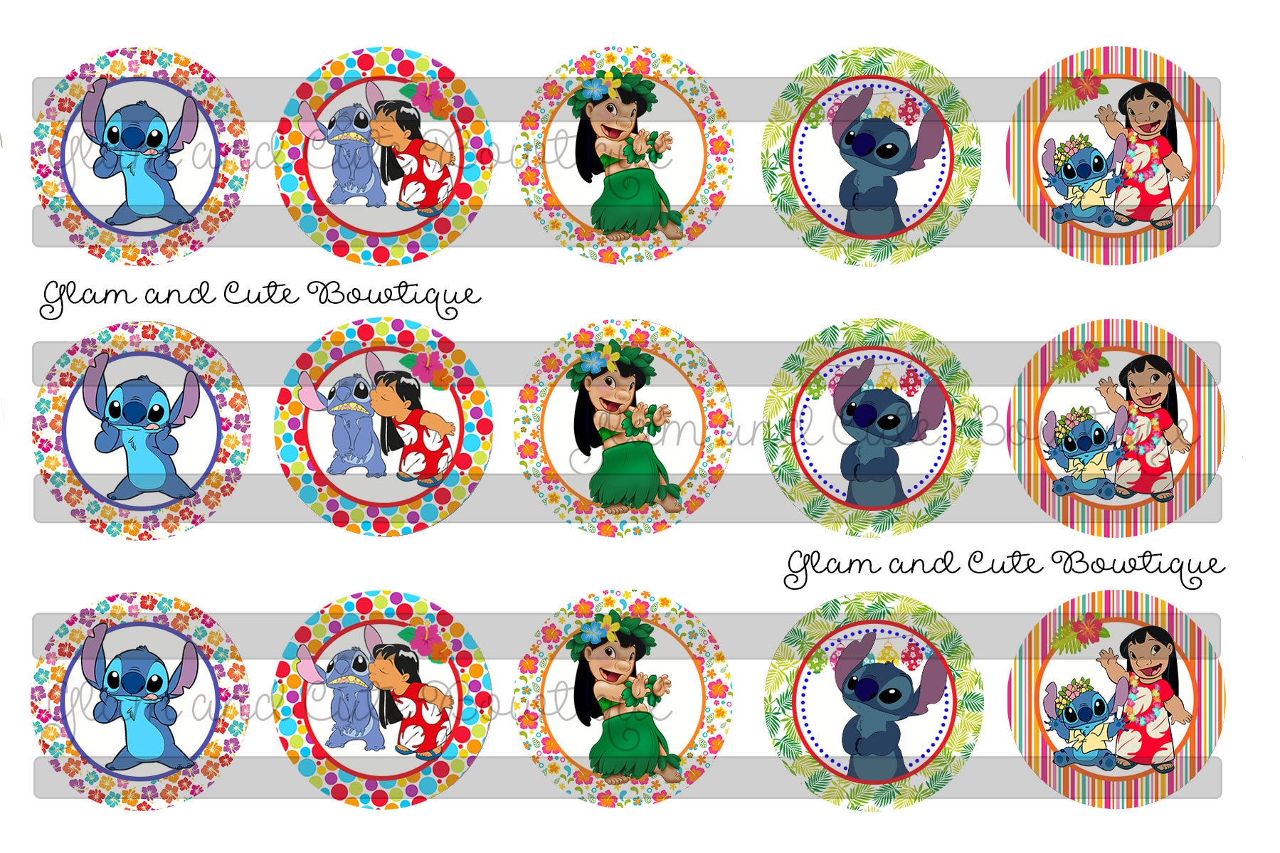 Lilo and Stitch Cupcake Toppers Lilo and Stitch Stickers 