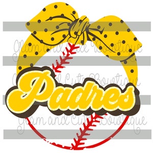PADRES San Diego Girls Headband Baseball Sublimation File DTF File PNG Image