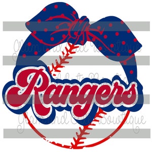 RANGERS Girls Headband Baseball Sublimation File DTF File PNG Image