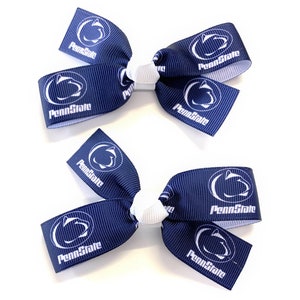 Girls Penn State Hair Bows Set of 2 Nittany Lions Football Toddler Hair Clips