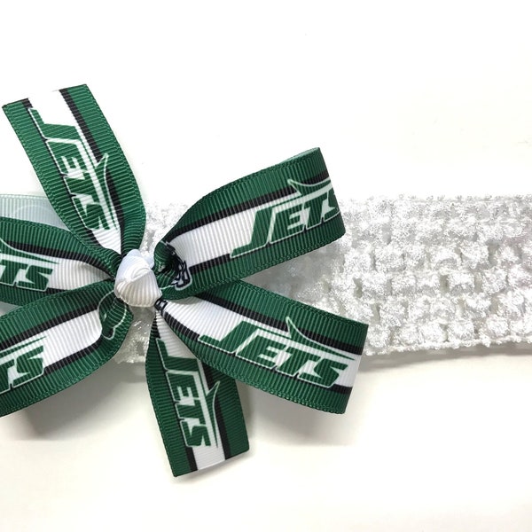 Girls New York Jets Headband NFL New York Jets Football Hair Bow For Newborn Baby Girl Hair Accessories