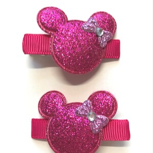 Minnie Mouse Hair Clips Disney Minnie Mouse Set of 2 Clips Hot Pink Sequin Mouse Ears