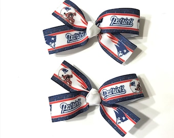 Girls New England Patriots Hair Bows Set of 2 Toddler NFL New England Patriots Pig Tail Bows