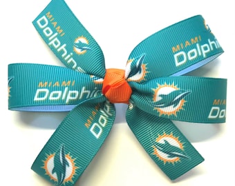 Miami Dolphins Hair Bow Girls NFL Miami Dolphins Football Hair Clip