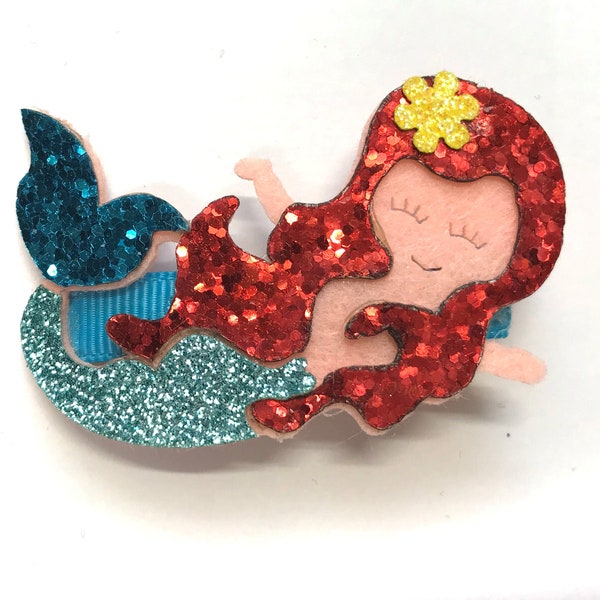 Girls Mermaid Hair Clip Blue Mermaid Hair Accessory Ariel Clippie