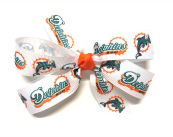 Miami Dolphins Hair Bow Girls NFL Miami Dolphins Football Hair Clip