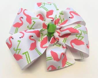 Flamingo Hair Bow Girls Fun Summer Hair Bow On Clip Flamingo Hair Accessory