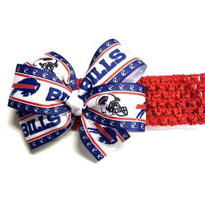 Baby Girls Buffalo Bills Headband 5&quot; Buffalo Bills Football Hair Bow For Newborn Baby Girl