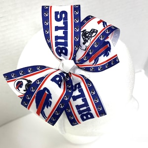 Buffalo Bills Headband Girls 5&quot; Buffalo Bills Hair Bow Girls Ladies Bills Headband