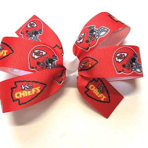 Girls Kansas City Chiefs Hair Bow NFL KC Chiefs Football Hair Clip Girls Sports Hair Accessories