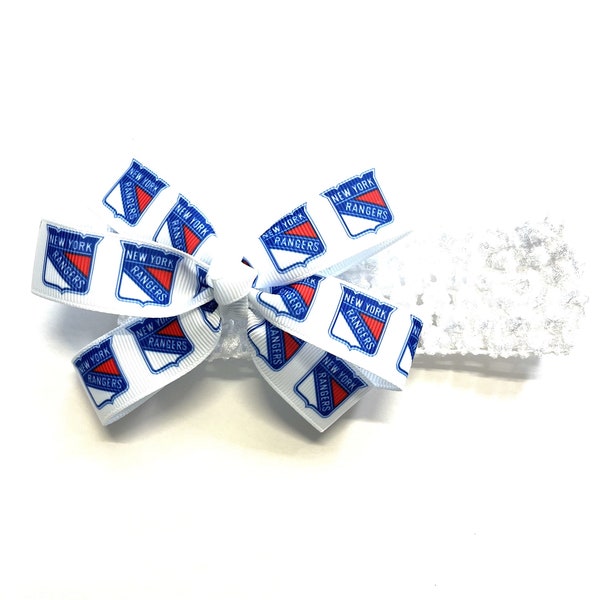 Baby Girls New York Rangers Headband Newborn Girl Rangers Hockey Hair Bow