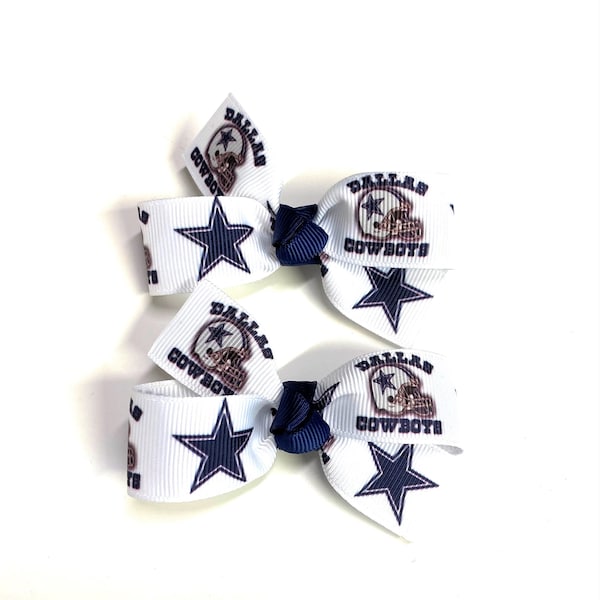 NFL Dallas Cowboys Hair Bow Set of 2 Toddler Girls Dallas Cowboys Pig Tail Bows