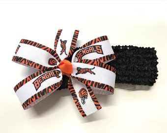 Girls Cincinnati Bengals Headband NFL Cincinnati Bengals Football Hair Bow For Newborn Baby Girl