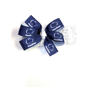 Newborn Girls Penn State Headband Nittany Lions Football Hair Bow Baby Girl Hair Accessories
